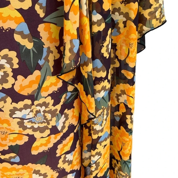 LulaRoe Women's Shirley Yellow Floral Cascading Kimono in Size Large - Picture 5 of 8